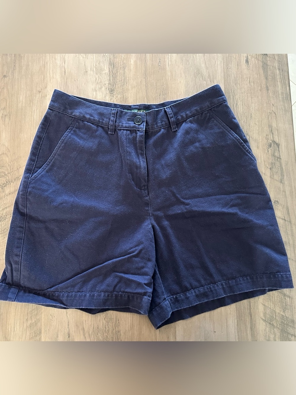 Lauren Ralph Lauren Womens Chino Shorts Size 4 Petite Blue Front Pockets